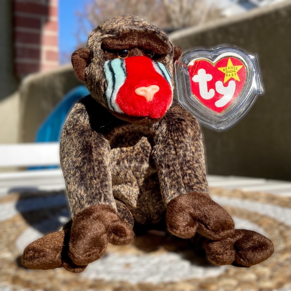 TY Beanie Baby .. Cheeks the Baboon .. MWMT